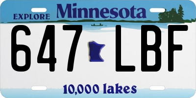 MN license plate 647LBF