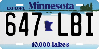 MN license plate 647LBI