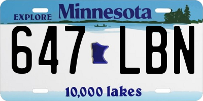 MN license plate 647LBN