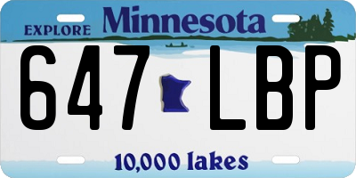 MN license plate 647LBP