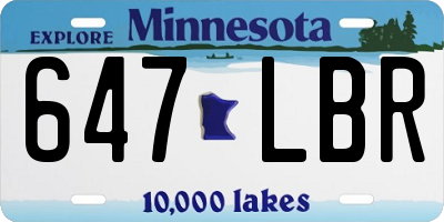 MN license plate 647LBR