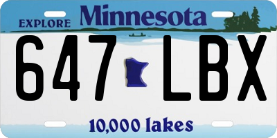 MN license plate 647LBX
