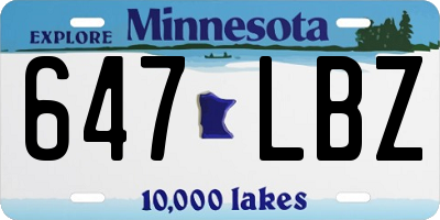 MN license plate 647LBZ