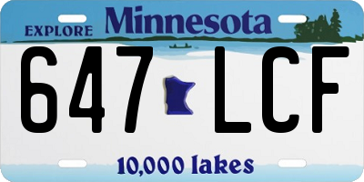 MN license plate 647LCF