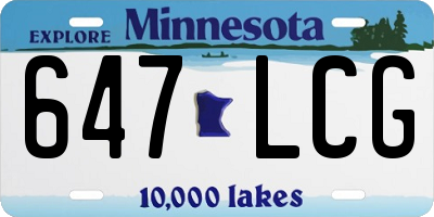 MN license plate 647LCG