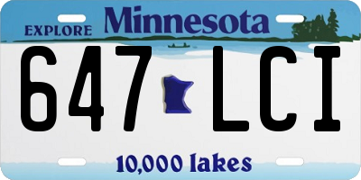 MN license plate 647LCI