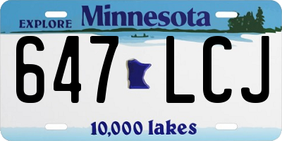 MN license plate 647LCJ