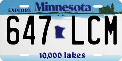 MN license plate 647LCM