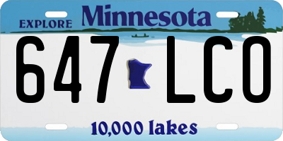 MN license plate 647LCO