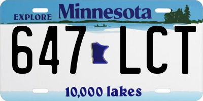 MN license plate 647LCT