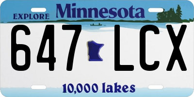 MN license plate 647LCX