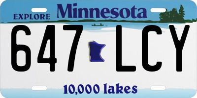 MN license plate 647LCY