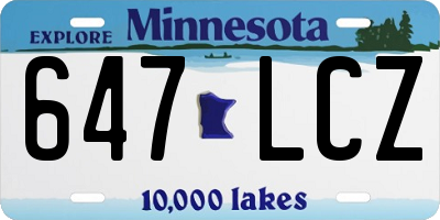 MN license plate 647LCZ