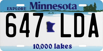 MN license plate 647LDA