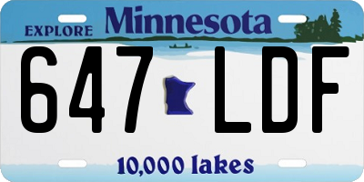MN license plate 647LDF