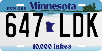 MN license plate 647LDK