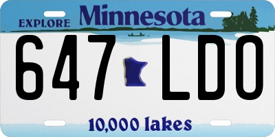 MN license plate 647LDO