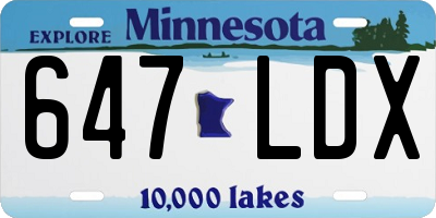 MN license plate 647LDX