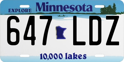 MN license plate 647LDZ