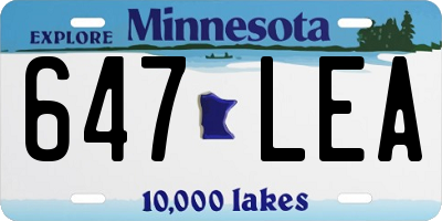 MN license plate 647LEA
