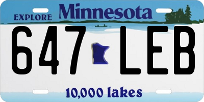 MN license plate 647LEB