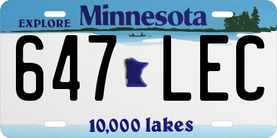 MN license plate 647LEC