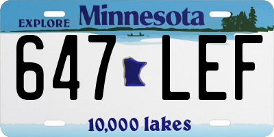 MN license plate 647LEF