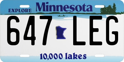 MN license plate 647LEG