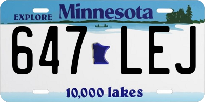 MN license plate 647LEJ