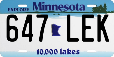 MN license plate 647LEK