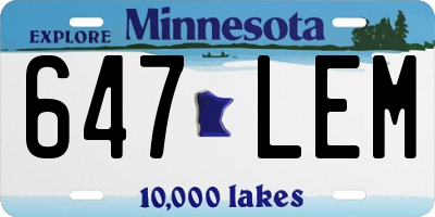 MN license plate 647LEM