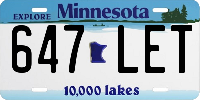 MN license plate 647LET