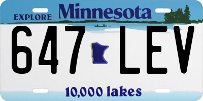 MN license plate 647LEV