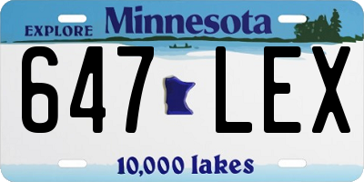 MN license plate 647LEX