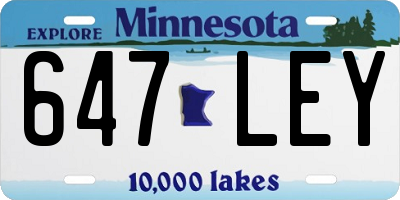 MN license plate 647LEY