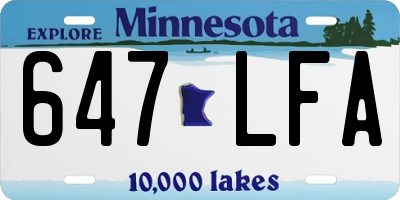 MN license plate 647LFA