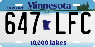 MN license plate 647LFC