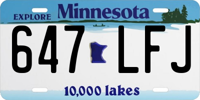 MN license plate 647LFJ