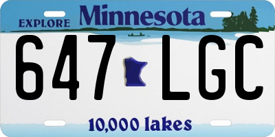 MN license plate 647LGC