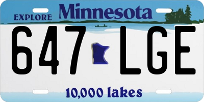 MN license plate 647LGE
