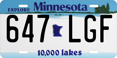 MN license plate 647LGF