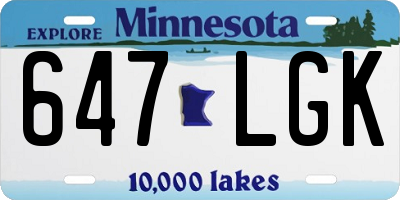 MN license plate 647LGK