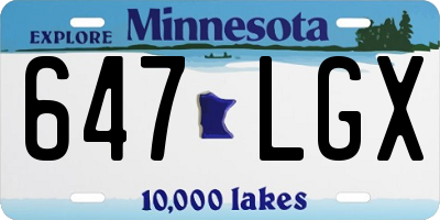 MN license plate 647LGX