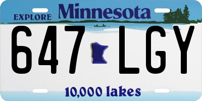 MN license plate 647LGY