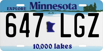 MN license plate 647LGZ