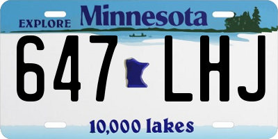 MN license plate 647LHJ