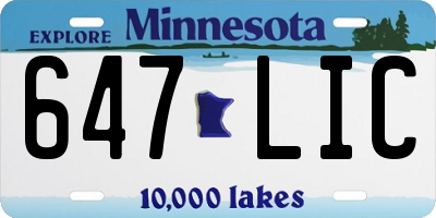 MN license plate 647LIC