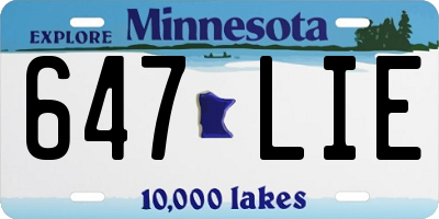 MN license plate 647LIE