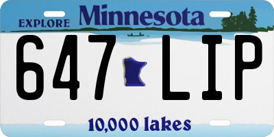 MN license plate 647LIP