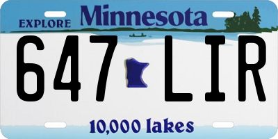 MN license plate 647LIR